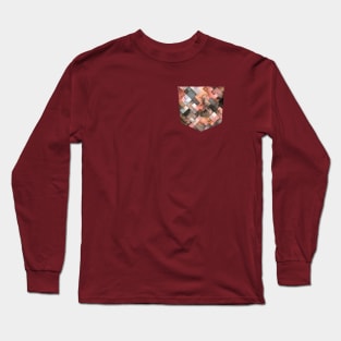 Pocket- geometric squares brown Long Sleeve T-Shirt